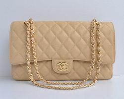 Cheap Replica Chanel Classic 2.55 Series Apricot Caviar Golden Chain Quilted Flap Bag 1113